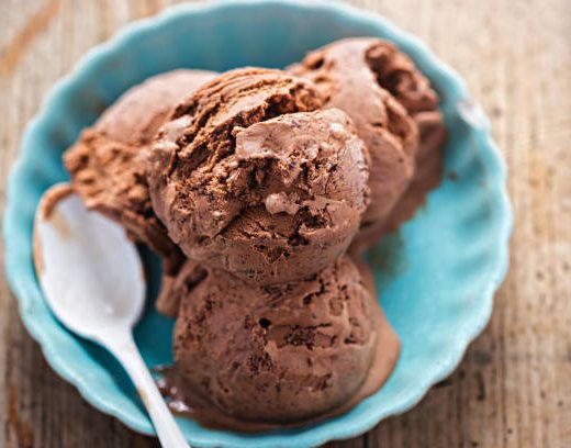 A scoop of chocolate ice cream