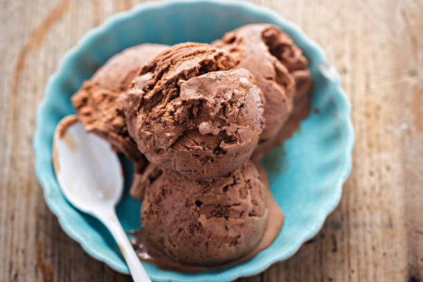 A scoop of chocolate ice cream